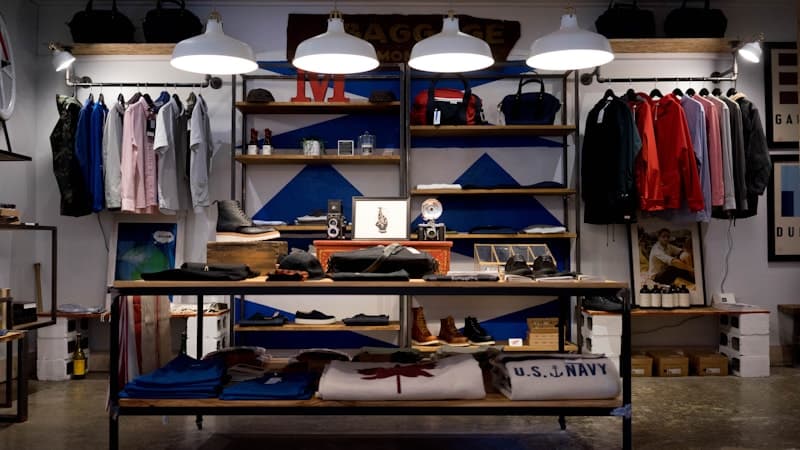 Boutique retail store interior with product displays