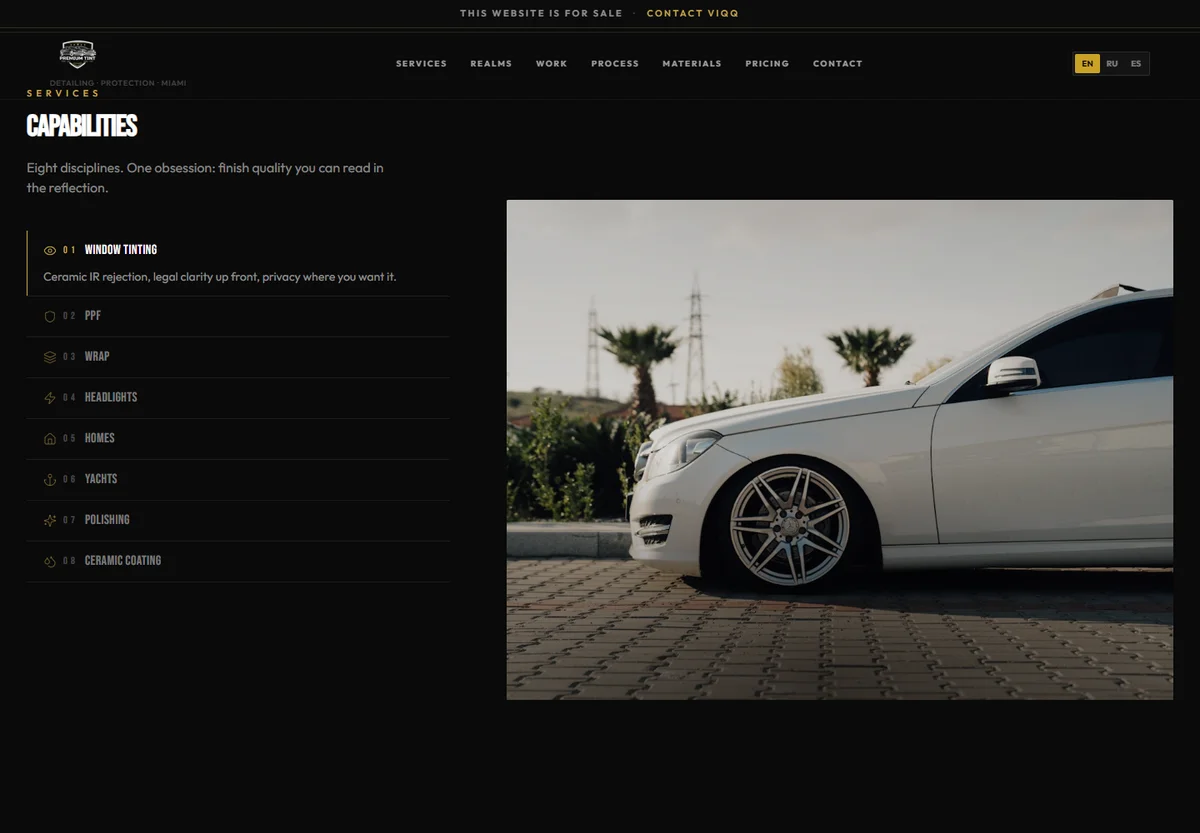 Detail Studio Miami: Собрать структуру услуг