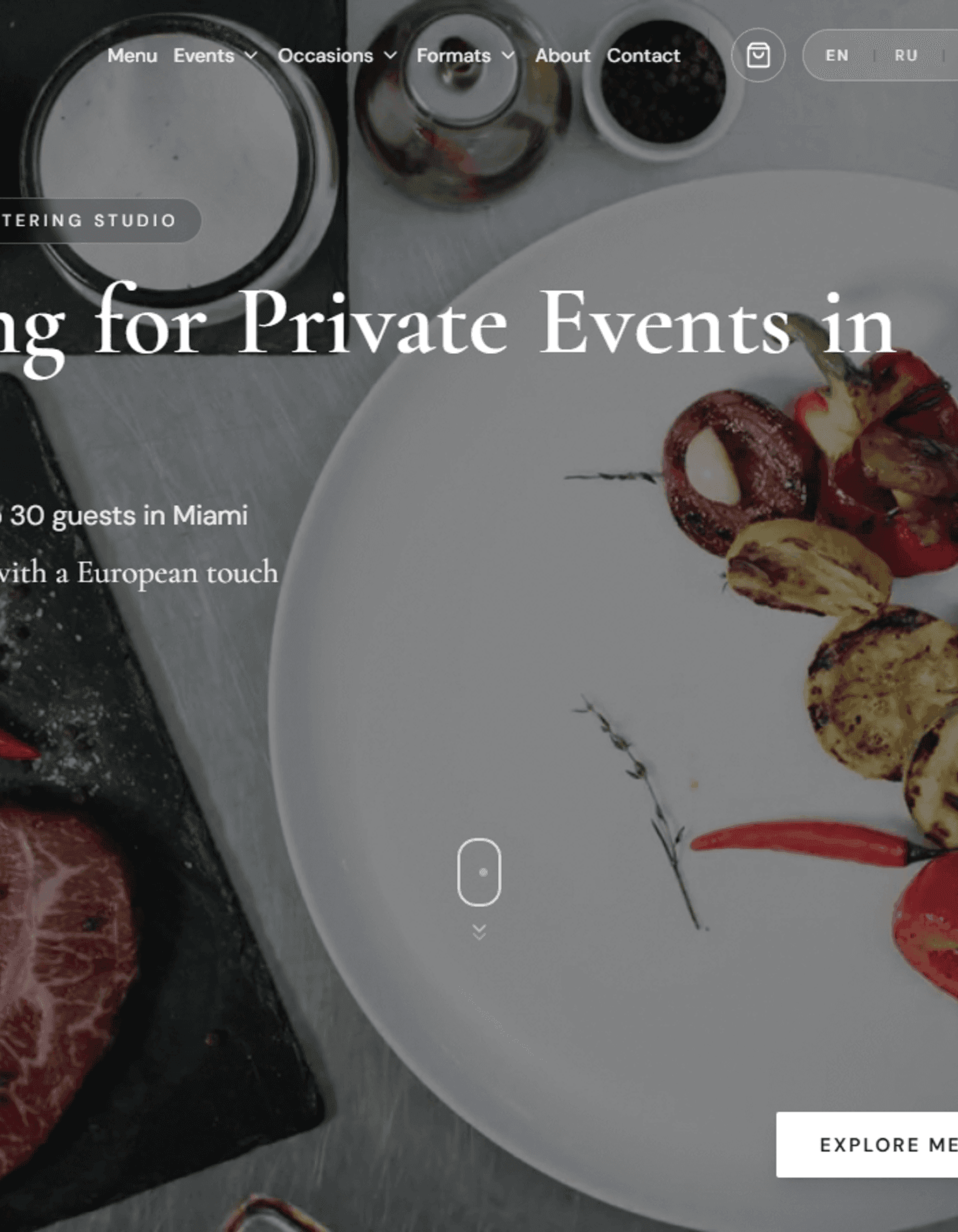 DI Catering Miami website homepage