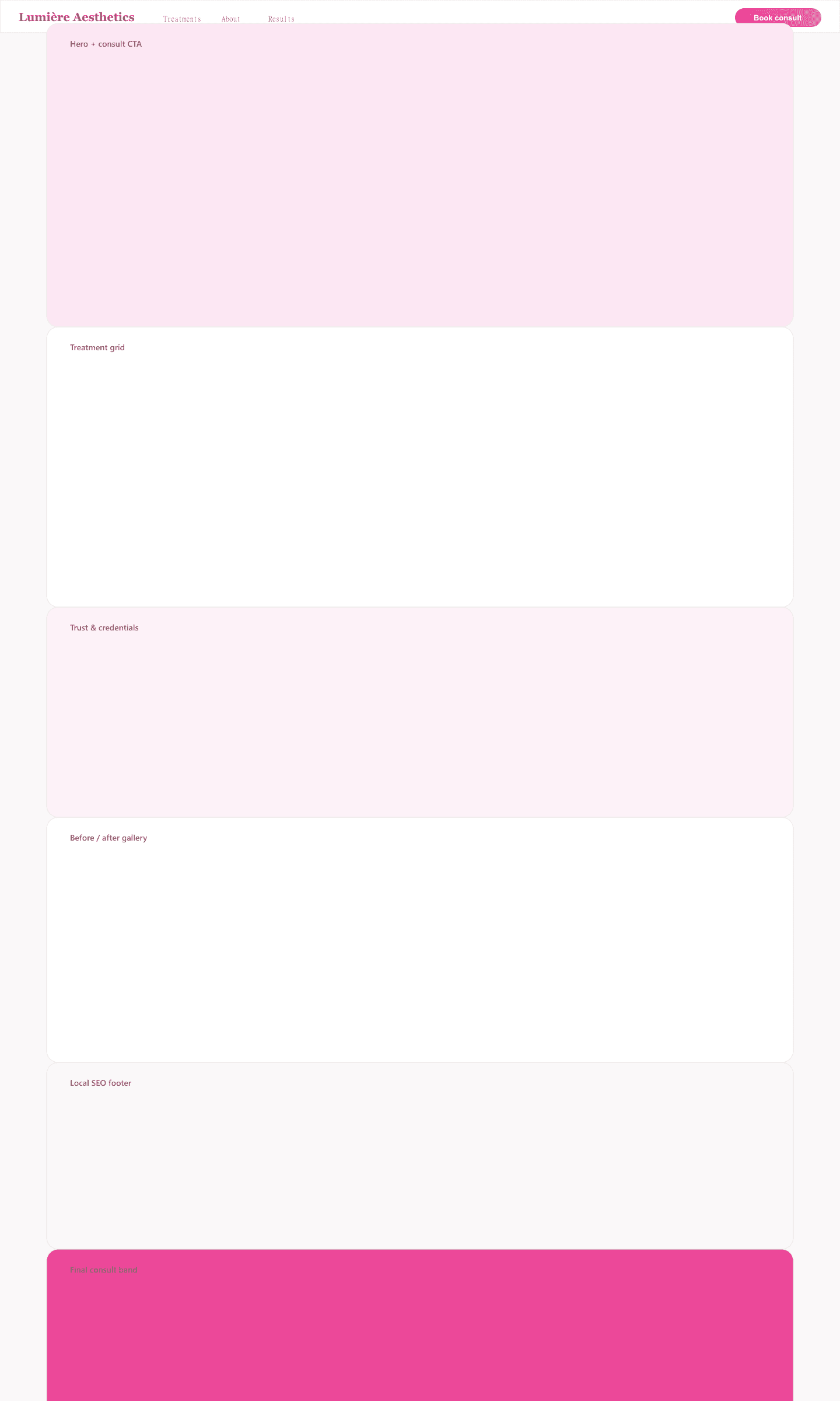Full med spa homepage scroll