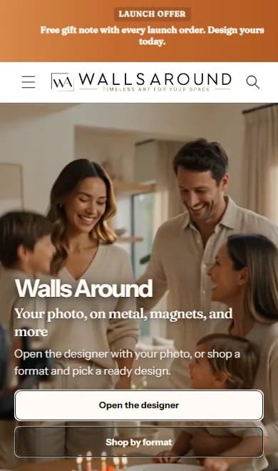 Walls Around on a phone. Open the designer, or shop by format.