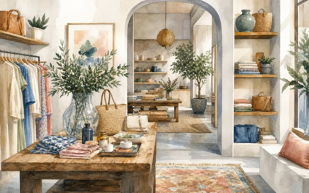 Curated boutique retail display in Miami