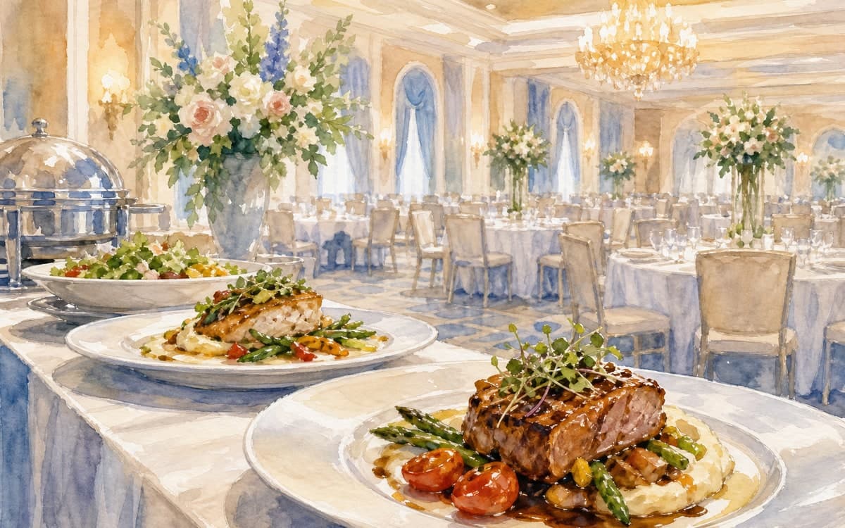 Elegant catering spread for Miami private event