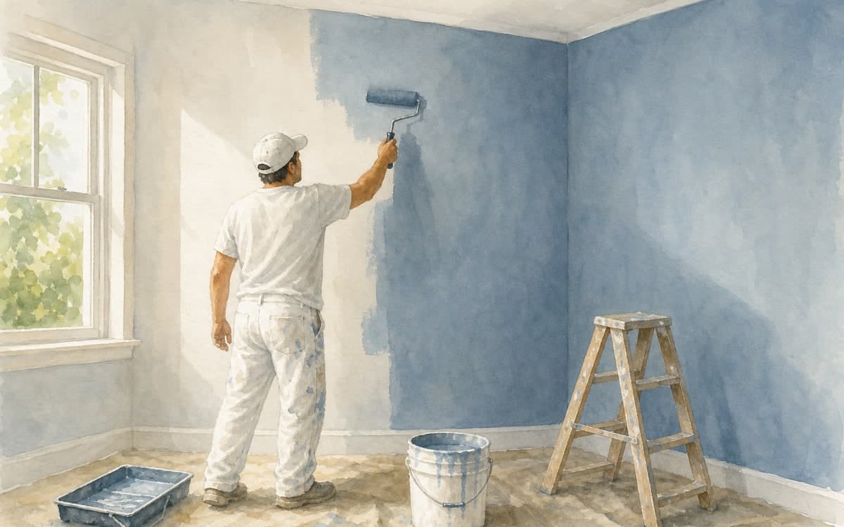Professional painters finishing South Florida home exterior