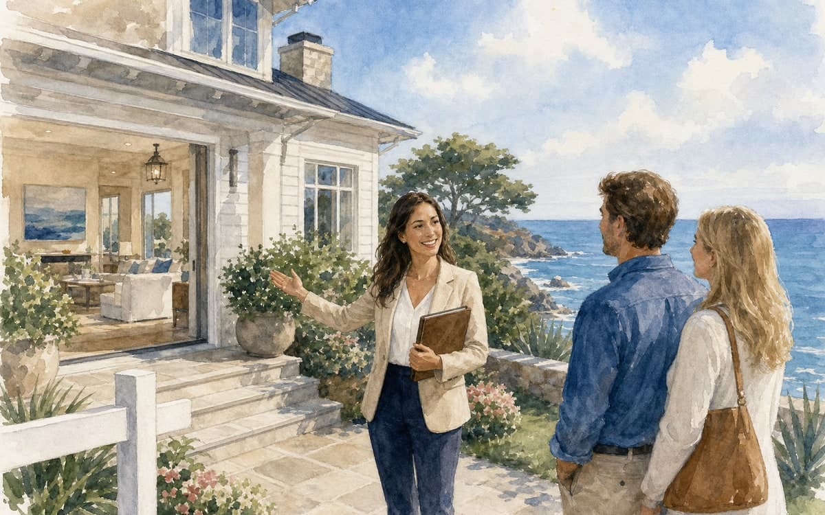Real estate agent showing Miami property
