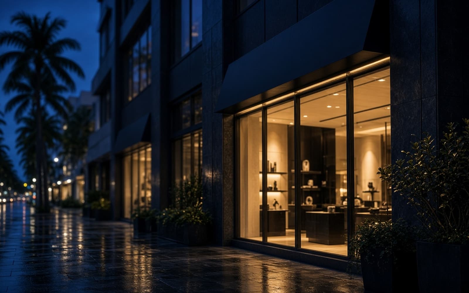 Google Ads case study cover: a lit Miami storefront after rain