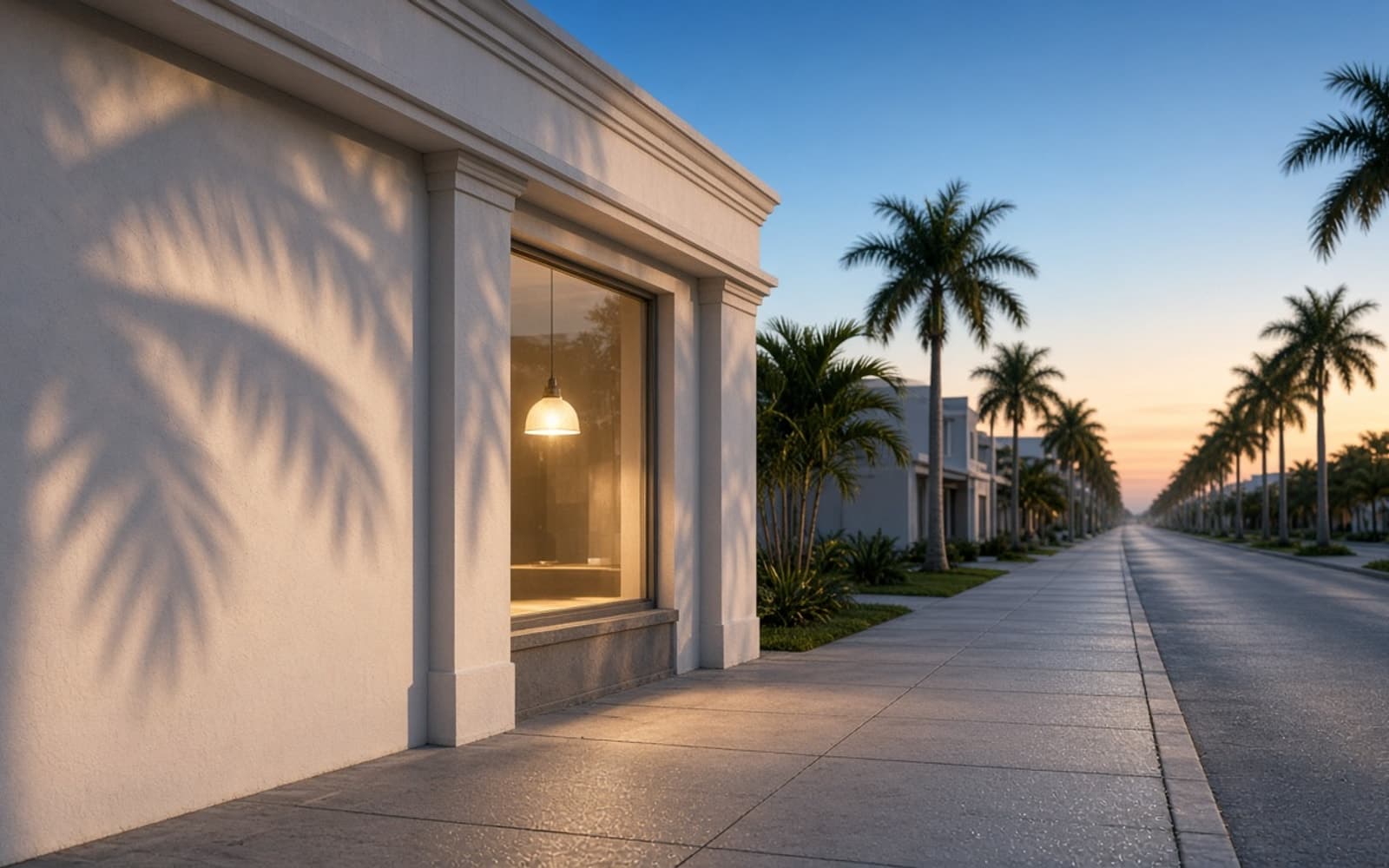 Local SEO case study cover: a sunlit storefront and palm-lined street
