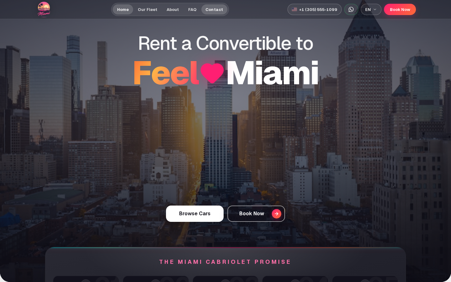 Miami Cabriolet rental website hero